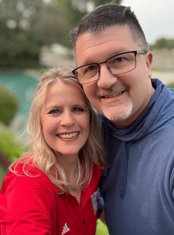Middle-aged couple on an outdoor date. 