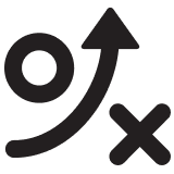 Icon image of a circle with an arrow pointing upward and an x below it