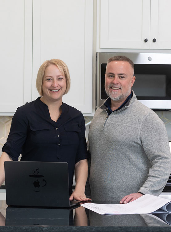 Cornhusker Bank business partner couple in the kitchen of a new home. 