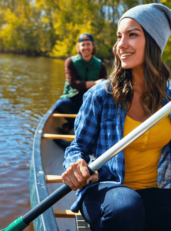Man and woman in a canoe.